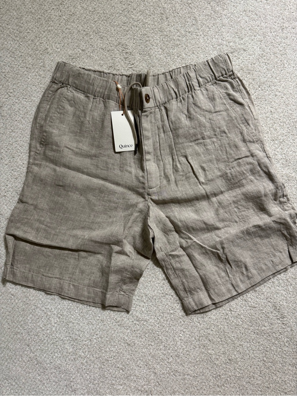 Quince Men's Linen Shorts size L color Flax NWT - 100% European Linen 9” - Picture 3 of 6